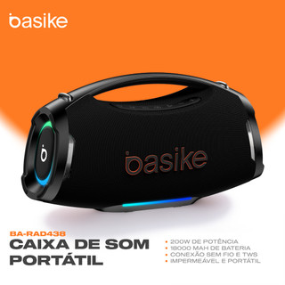 Caixa de Som Bluetooth Basike Boombox 200W 18000mAh IPX6 à prova d'água RGB TWS Graves Po…
