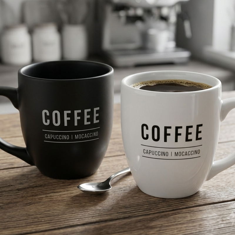 Imagem Caneca Café De Porcelana Manhattan Branco e Preto 300ml Hauskraft