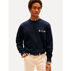 Moletom Tommy Hilfiger Masculino Treble Logos Original Azul Marinho