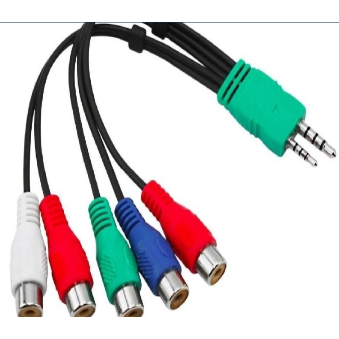 Cabo Adaptador Componente TV Samsung LED P2 P1 Para 5 RCA Verde Azul Vermelho Branco Audio E Video HD