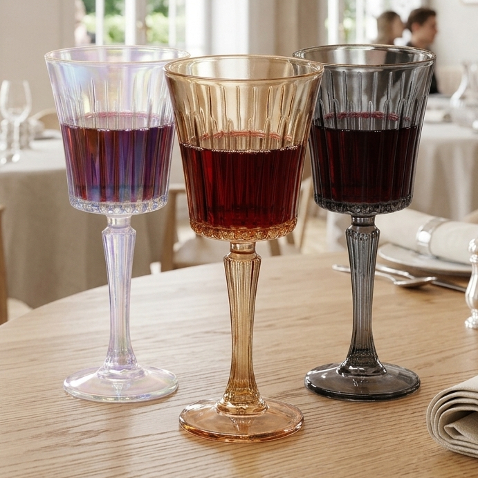 Jogo de 6 Taças de Vidro para Água e Vinho com Borda Dourada 260ml Egeu Multicor Hauskraft