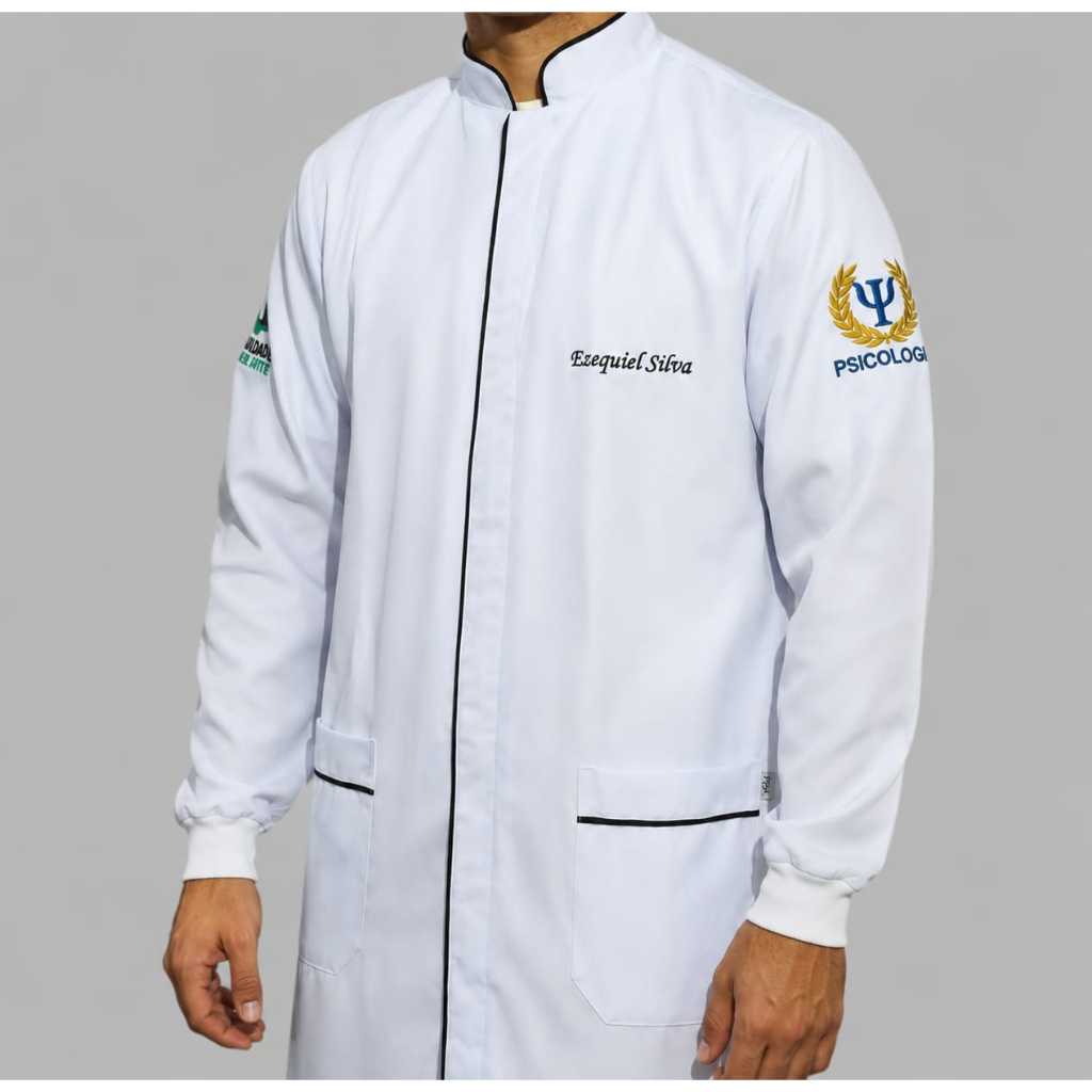 Jaleco Personalizado masculino gola padre botão embutido