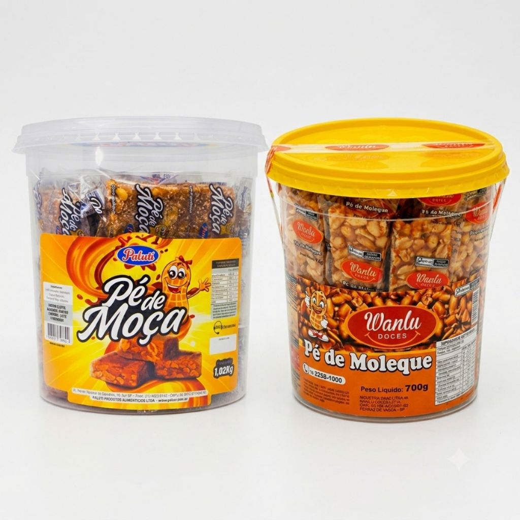 Kit Doces Juninos Pé de Moça Paluti 1,02Kg + Pé de Moleque Wanlu 700g Promoção