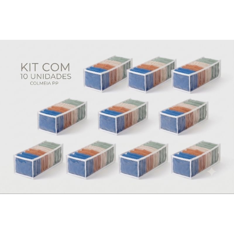 KIT 10 colmeia organizadoras gaveta PP roupa de bebê com 9 espaços
