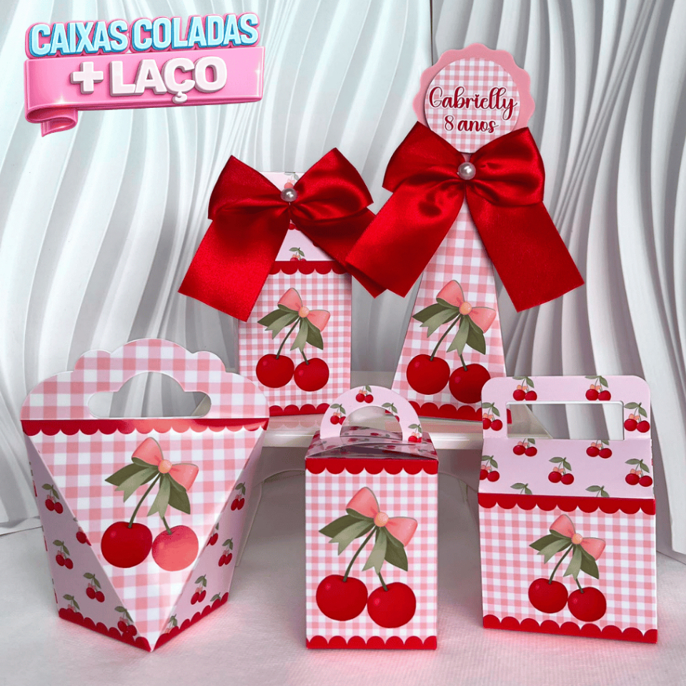 Kit de Caixas Cerejinha Personalizada | Caixinhas Cereja | Lembrancinha de festa | Aniversário