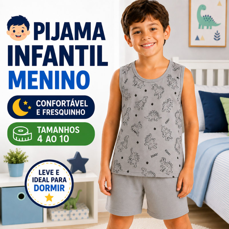 Pijama Infantil Masculino Regata Menino Verão Conjunto Leve 4 ao 10 |66| Pronta Entrega
