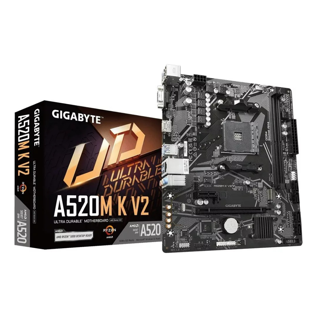 Placa Mãe Gigabyte A520M K V2 DDR4 Smart Fun 5 Preto - USADO