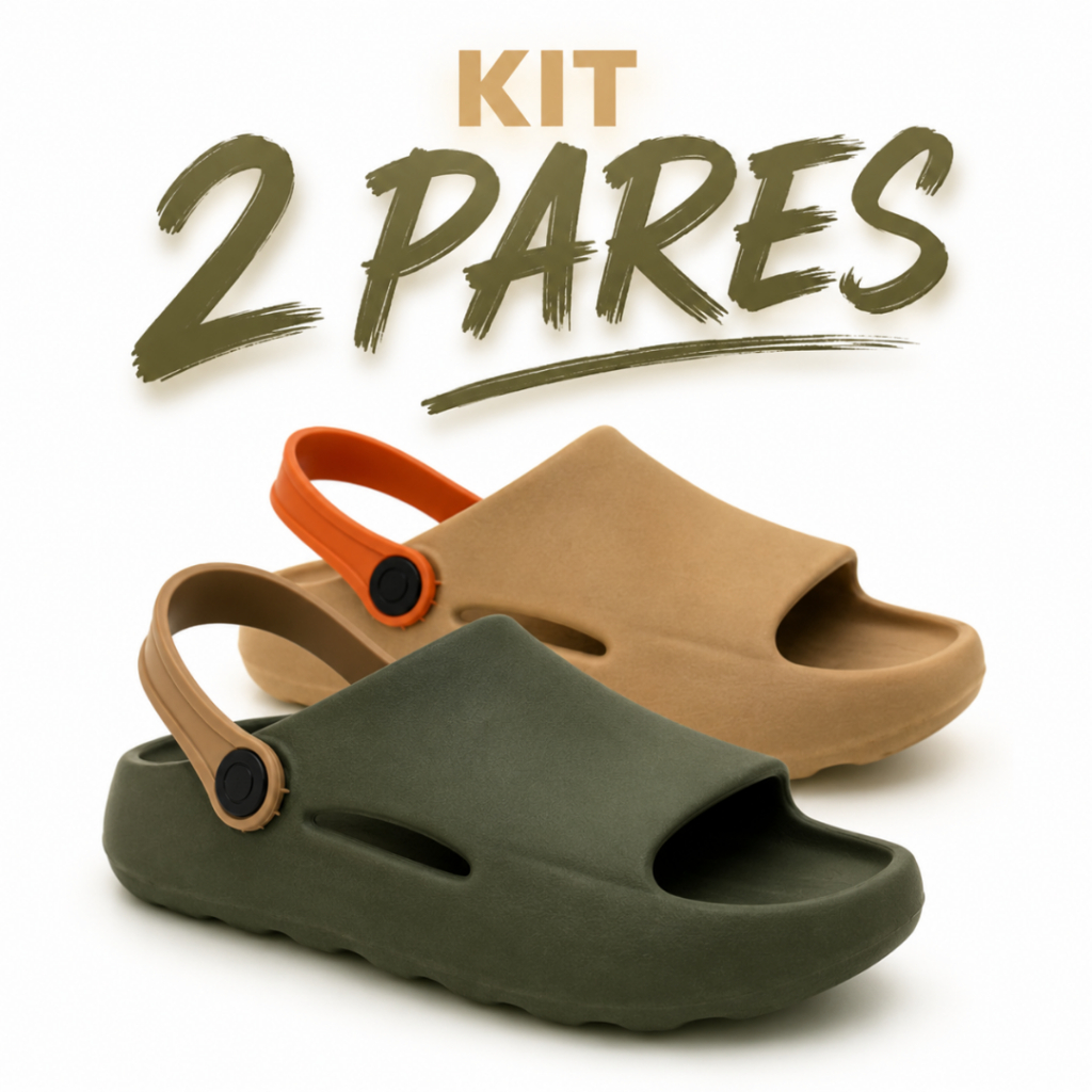Kit 2 Pares Chinelo Infantil Nuvem Menino Menina Sandália 2 em 1 Confortável Leve Antiderrapante