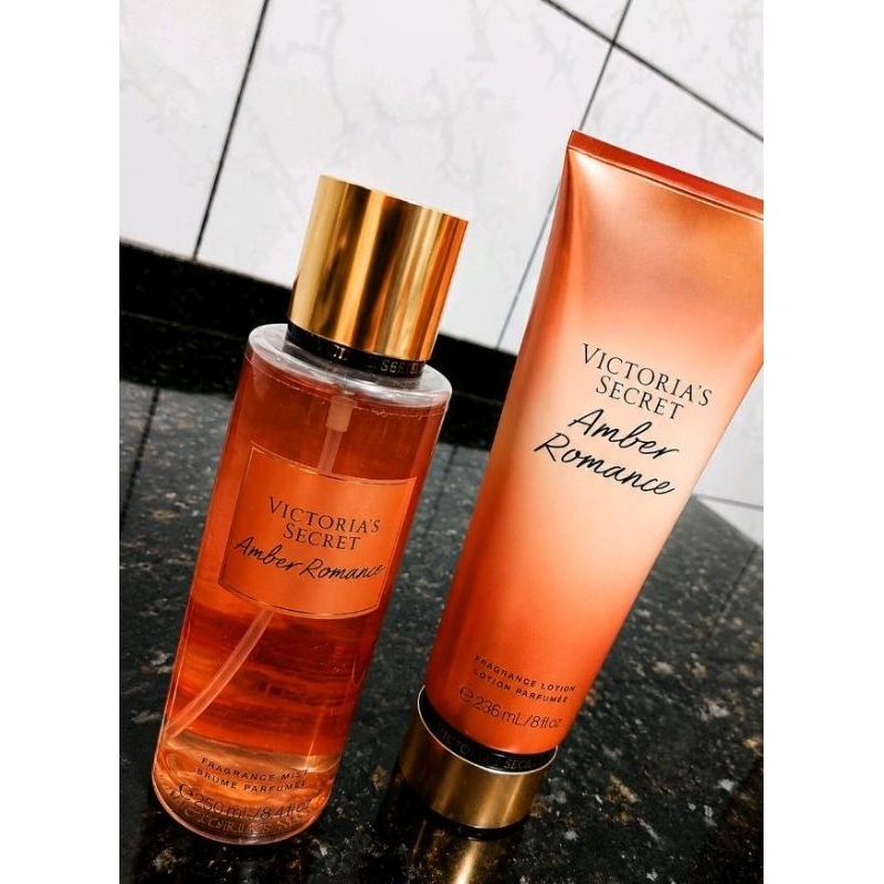 🌸 Victoria's Secret Amber Romance Kit Completo Body Mist 250ml + Loção Hidratante 236ml 🌸