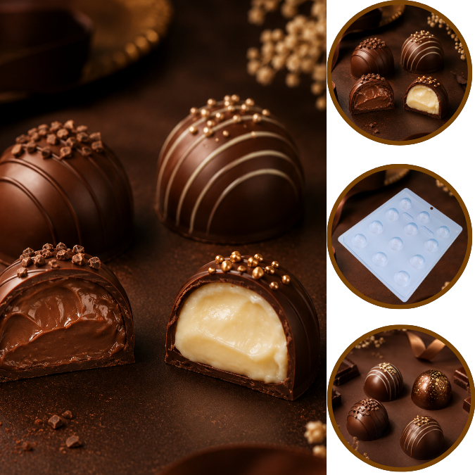 1~10 Forma Simples Bombom Cerejão Eliptico  338 - (B2) em Acetato BWB Para Bombom e Confeitaria.(CHOCO)