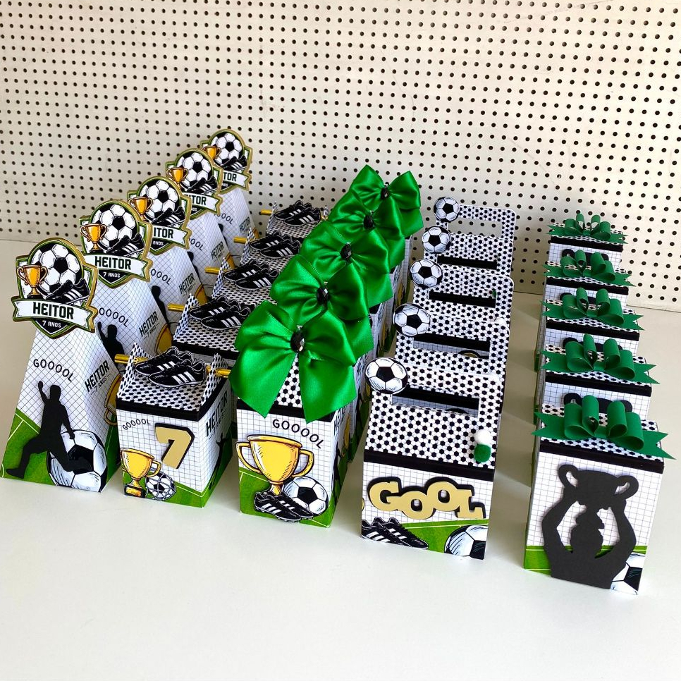 Kit Caixinhas Personalizadas FUTEBOL  - kit Pegue e Monte Lembrancinha Festa Infantil Aniversário