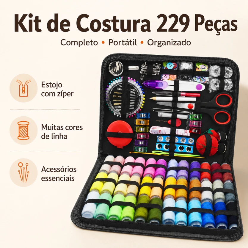 Kit 229/128pçs Costura Portátil Para Viagem Em Casa Ferramentas Profissional De Emergência