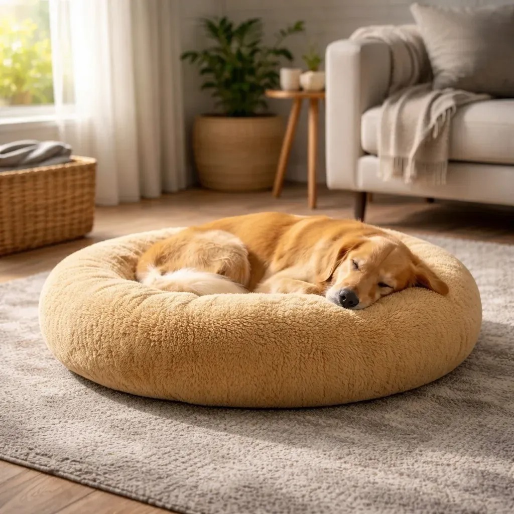 CAMA PET DONUT NUVEM PELUCIA REDONDA CAMINHA PELUCIADA NINHO CASA  Cachorros E Gatos CASINHA TOCA