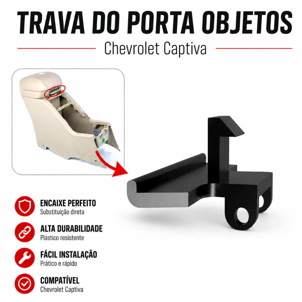 Trava Fechadura Apoio De Braço Descanço Console Central Captiva 2008/2017