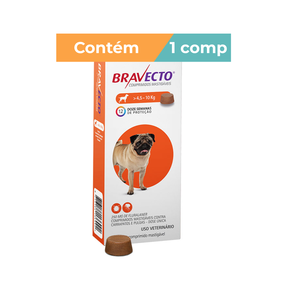 Antipulgas e Carrapatos Bravecto MSD para Cães de 4,5kg a 10Kg