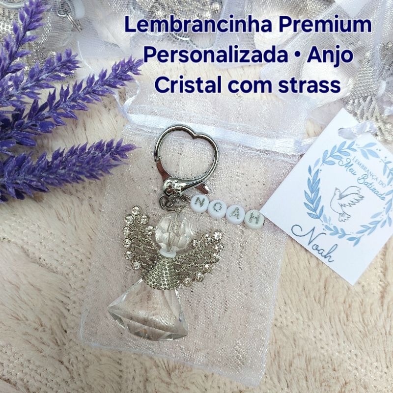 Lembrancinha de Batizado Personalizada Chaveiro Anjo com Nome Kit 5 10 15 20 Unidades