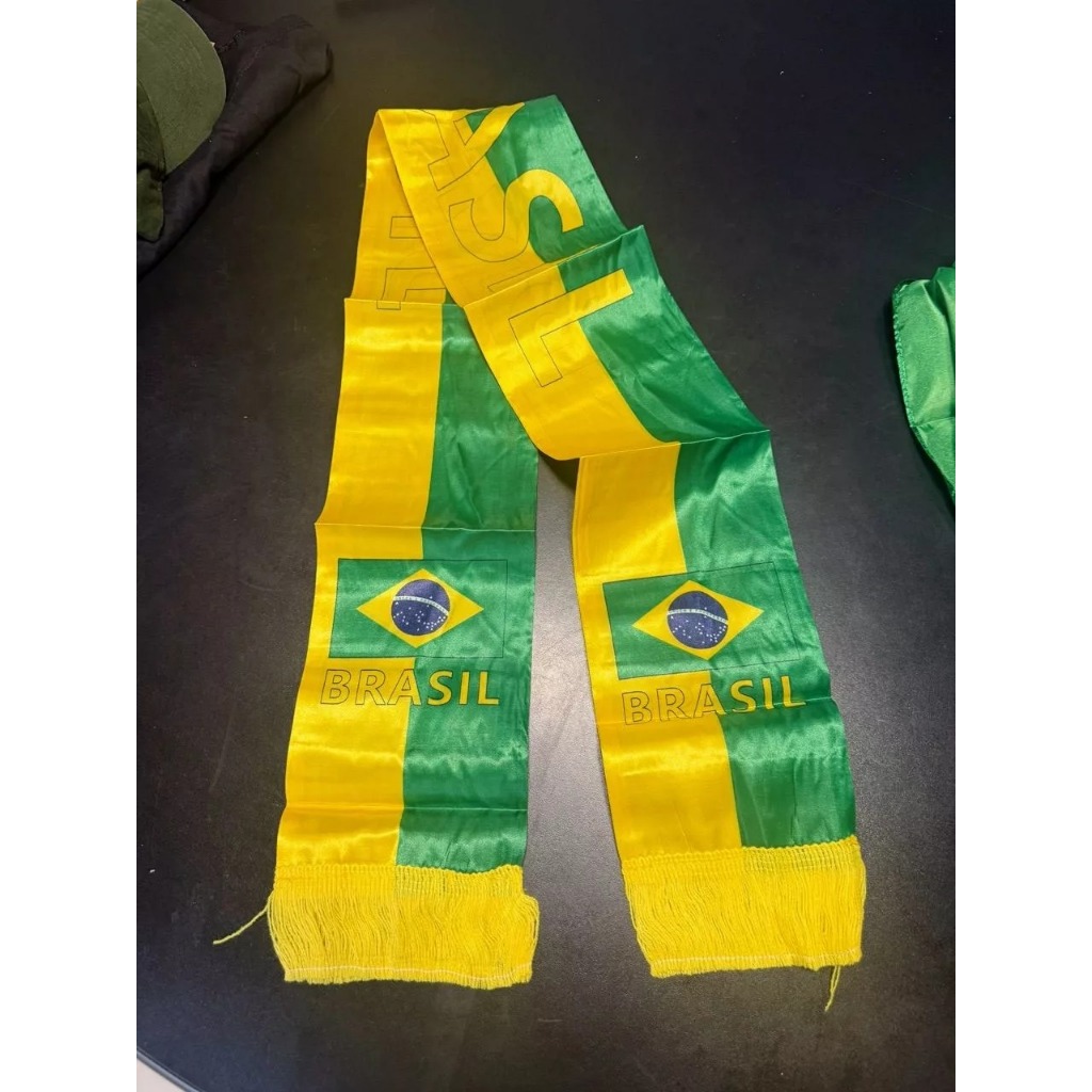 Cachecol Torcida Brasil 14cm x 135cm Futebol Copa Bandeira Lenço para festa copa do mundo