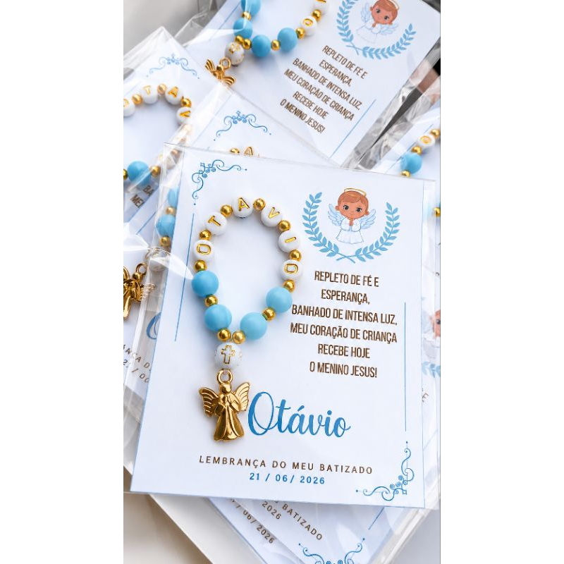 Lembrancinha de Batizado Mini Terço Personalizado