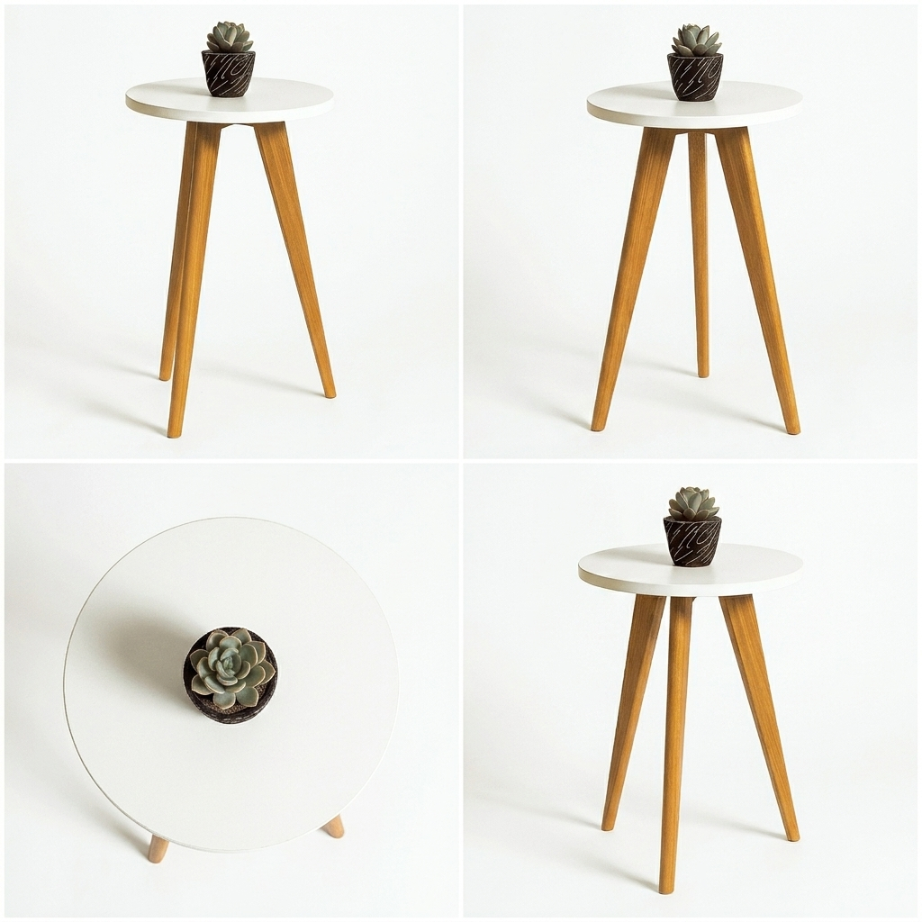 Mesa Lateral Decorativa Redonda 30cm 100% MDF Pé Madeira Sala Quarto Escritório Mesa de Apoio — imagem 2 de 2