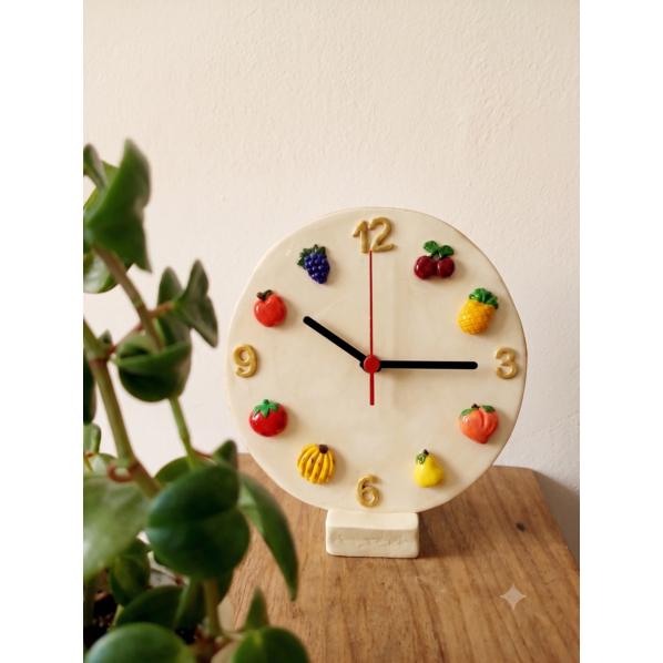 Relógio de Parede em CERÂMICA FRIA | Frutinhas & Café da Manhã |  Personalizável | Botija
