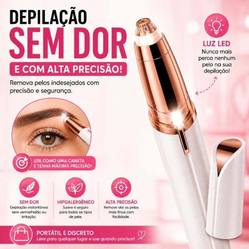 Depilador de Sobrancelha Elétrico Recarregável USB Caneta Removedora