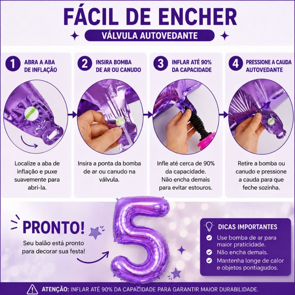 Balão de Numero Roxo Cromo 70cm 30" polegadas — imagem 2 de 2