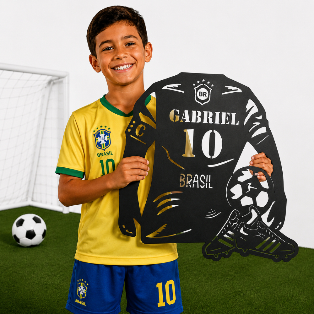 Quadro Camisa de futebol Copa Personalizada de Parede Decorativo Cabeceira Menino e Menina Mdf