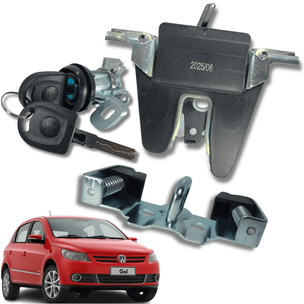 Kit Fechadura Mecânica + Batente + Cilindro Com Chaves Da Tampa Traseira Porta Malas Vw Gol G5 2008 2009 2010 2011 2012