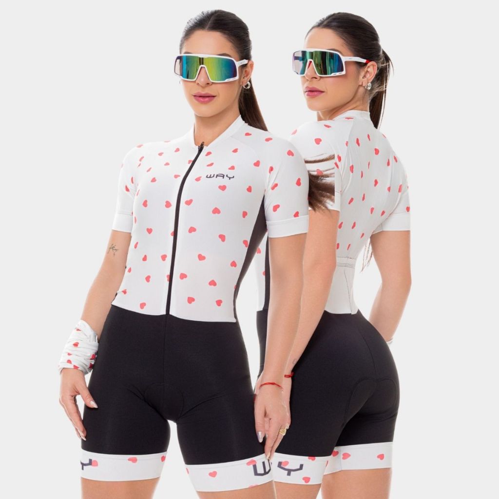 Macaquinho Macacão Ciclismo Ciclista Feminino Alta Densidade Acolchoado Gel Manga Curta Clássico