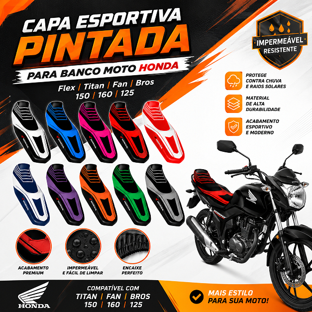 Capa De Banco Para Moto Modelo Flex Para Titan Fan CG 125/150/160