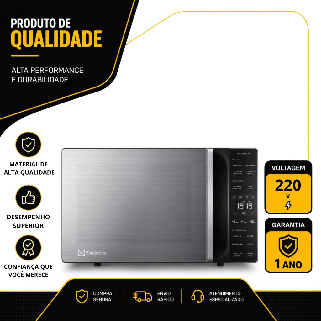 Microondas Electrolux Efficient 23l com Descongelamento Assistido em Aço Inox Prata 220v Me23s