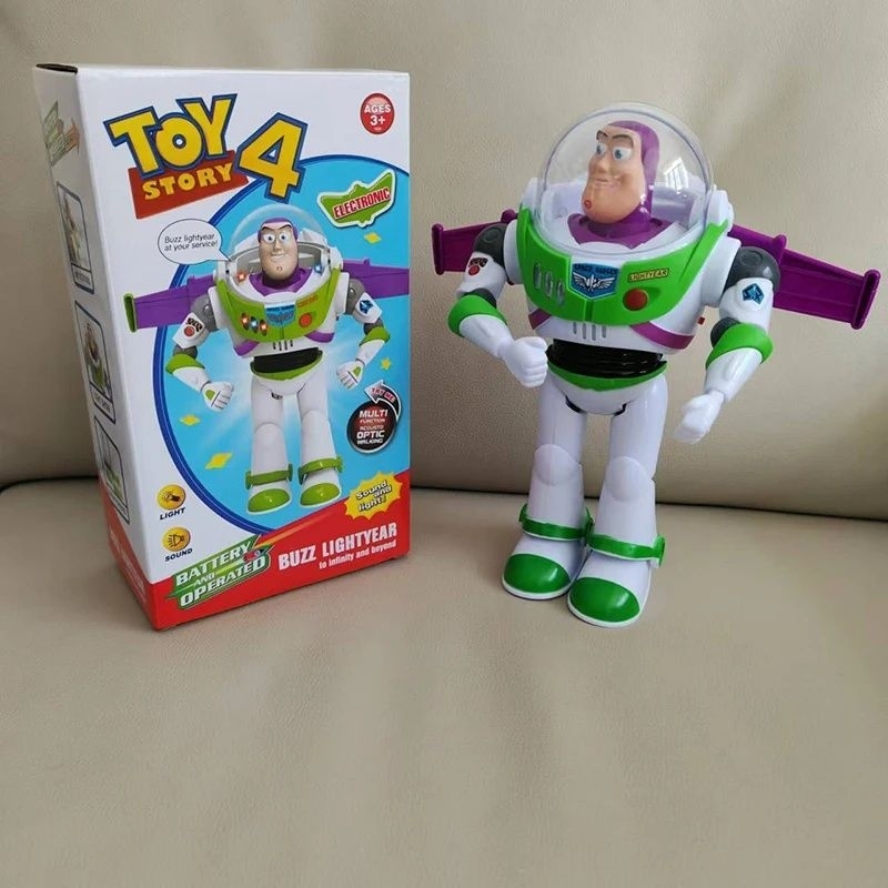 Disney Toy Story 4 Boneco de Ação Woody Buzz Lightyear - Música e Luz, Asas Inclusas, PVC Durável
