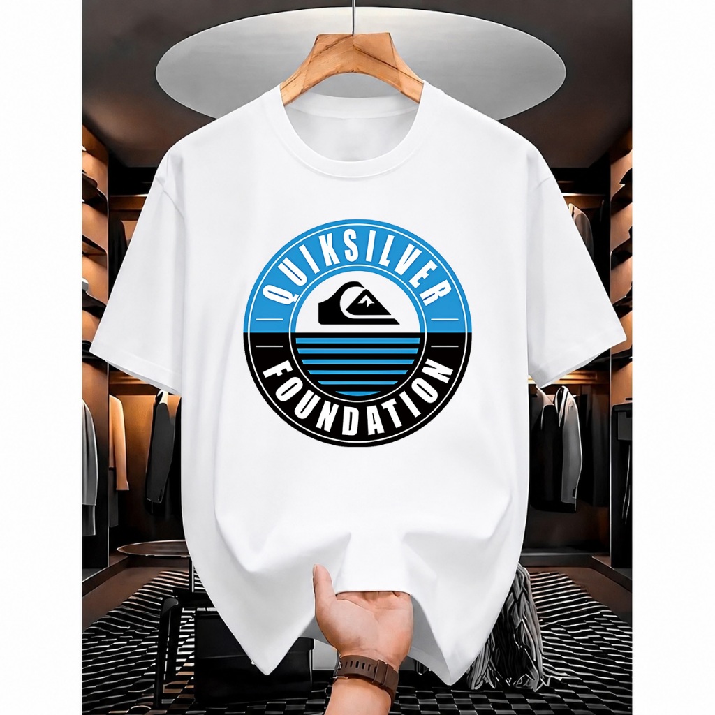 [Camiseta Premium em Algodão Puro]GXG Camiseta Masculina Básica Quiksilver Foundation Q.S Camisa T-shirt Unisex Algodão