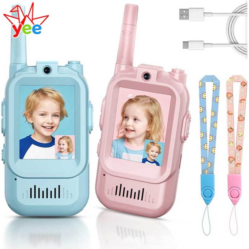 Kit 2 Walkie Talkie Infantil 1000FT, Rádio Transceptor para Crianças - Brinquedo Interfone Com função de vídeo