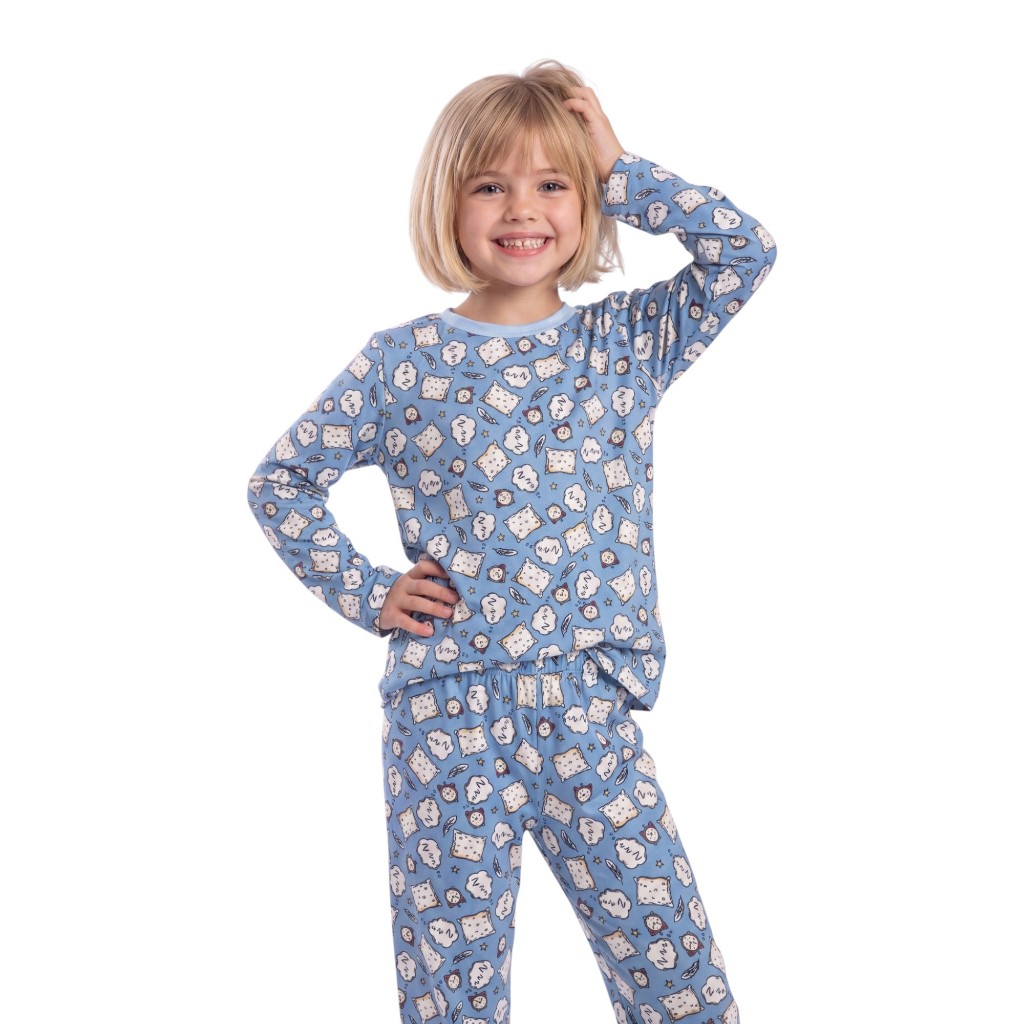 Pijama Infantil Feminino Manga Longa Suede Quentinho Conjunto Inverno Tamanhos G GG M Leve Confortos
