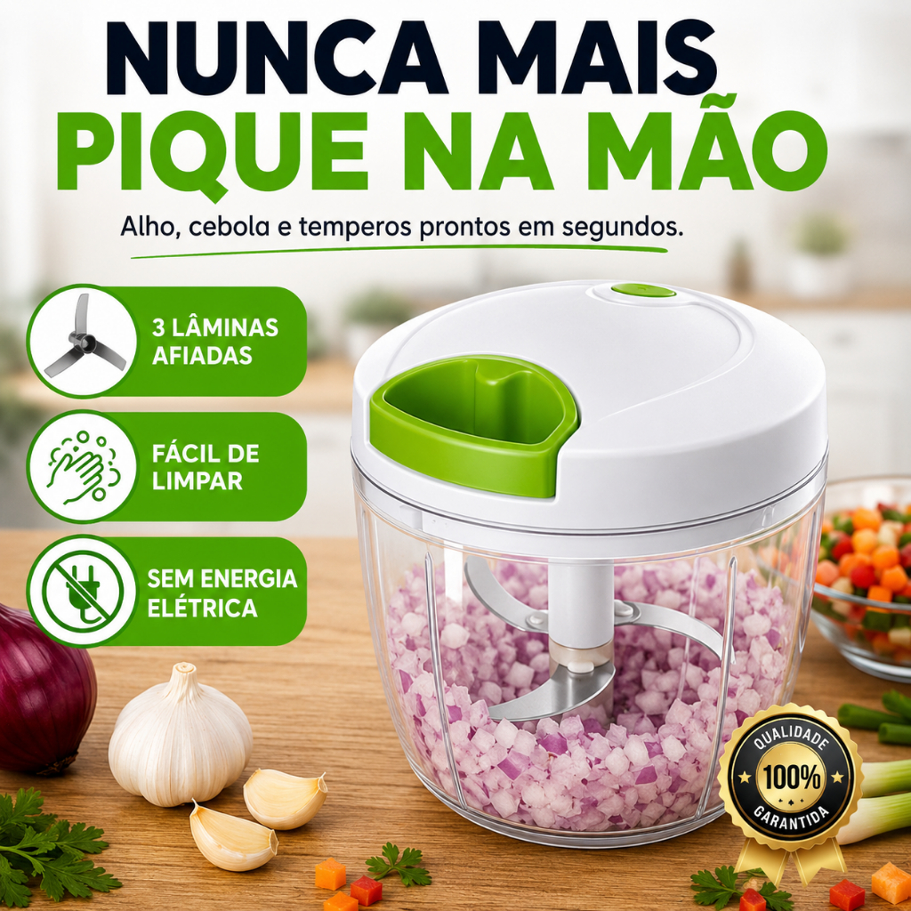 Processador De Alimentos Manual 500ml 3 Lâminas Triturador Alho Cebola Com Corda Retrátil Cores Sortidas