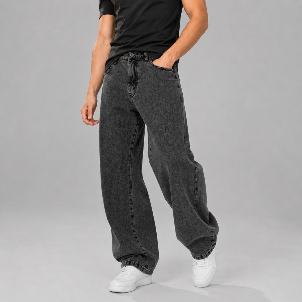 Calça Jeans Masculina Preta Balão Oversize Baggy Streetwear Urban Tendência Blogueiro Skatista Confortável