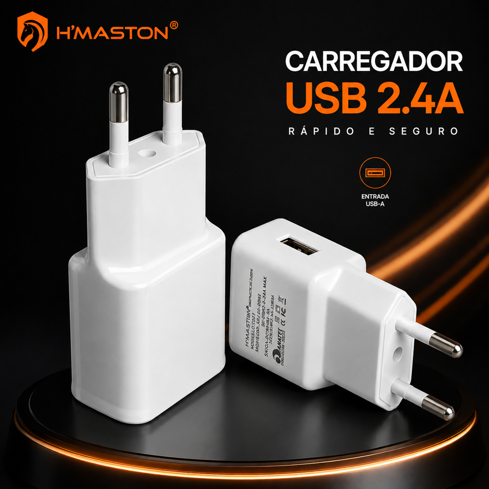 Fonte Carregador H'Maston F001 Original 3.1A Bivolt Fonte USB Universal Carga Rápida Celular