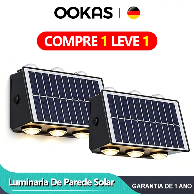 OOKAS 30X Lâmpada Arandela Solar Externa Parede Luminaria Solar Para Jardim Luz Solar Iluminação Outdoor Waterproof IP65