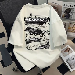 Camiseta Masculina Estampa Graffiti Oversize Streetwear Manga Curta 100% Algodão