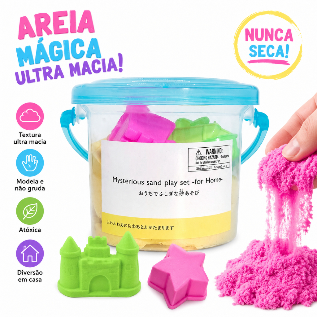 Brinquedo Areia Super Macia Balde Viagem Espacial Presente para Criancas