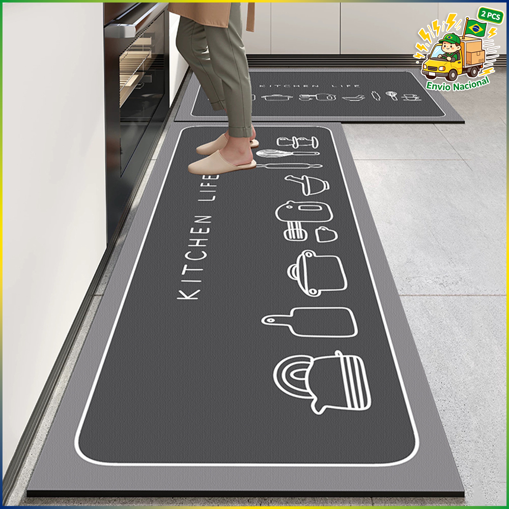 2 PCS Tapete Ecológico de Argila Diatomácea - Dupla Garantia de Absorção e Antiderrapante,120x40cm e 60x40cm