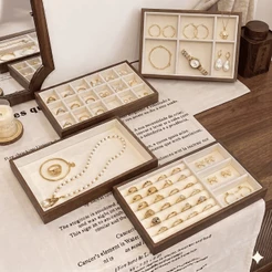 Organizador Porta Joias Gaveta Veludo MDF Premium Bandeja Modular Para Anéis Brincos Pulseiras