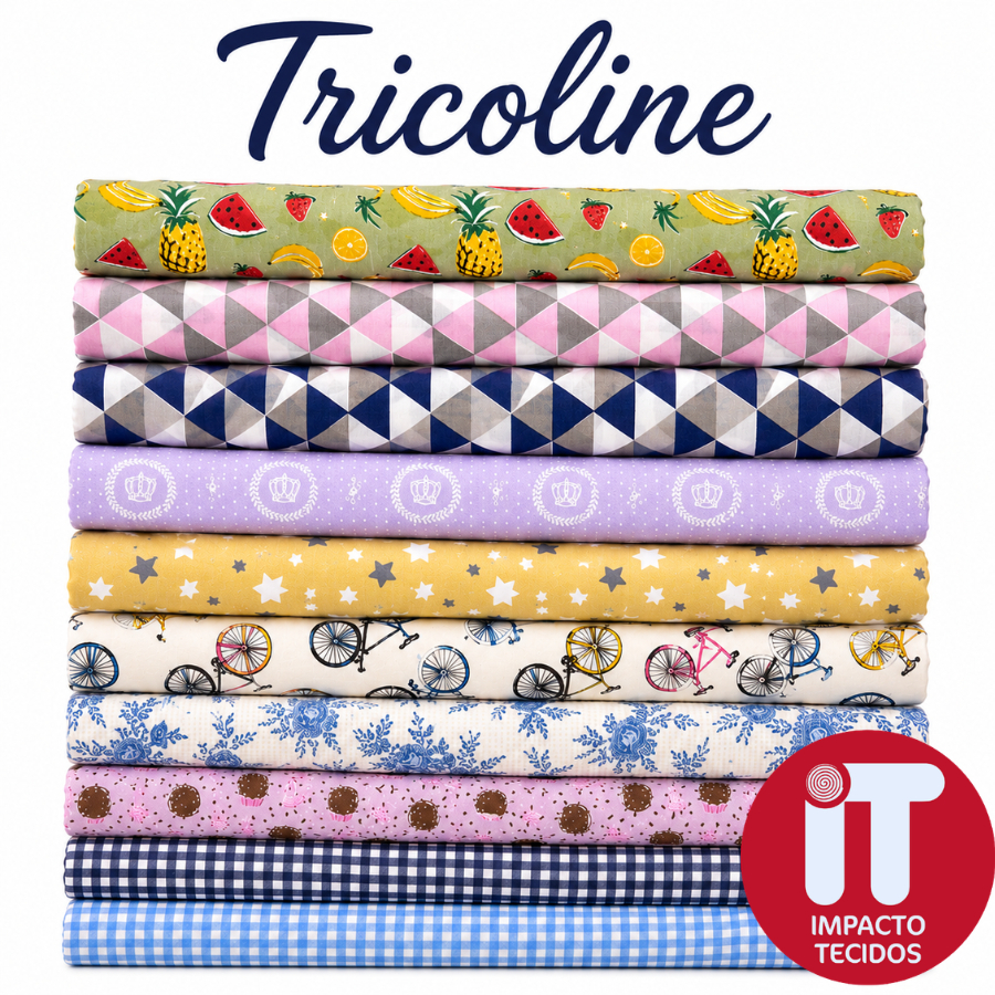 Tecido TRICOLINE Estampado 100% Algodão 50cmx1,50m Est 378 a 467