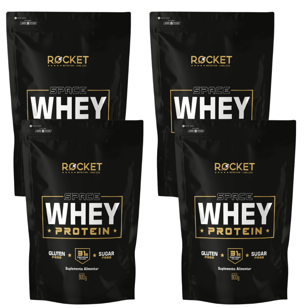 4x Whey Protein Space Rocket 900g Ganho De Massa Muscular