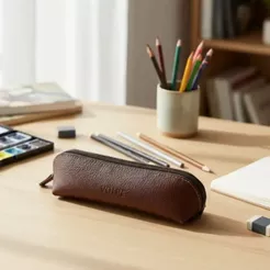 Estojo Couro Legítimo Marca Volpe Compacto Para Lápis E Canetas Escolar