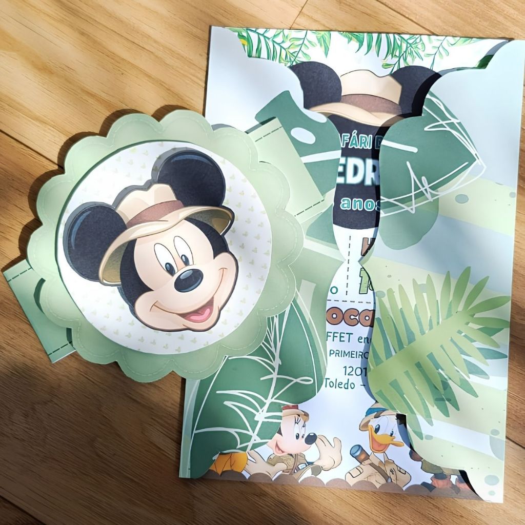 convite mickey convite personalizado mickey convite festa,aniversário,lembrancinha mickey, convite safari tema mickey