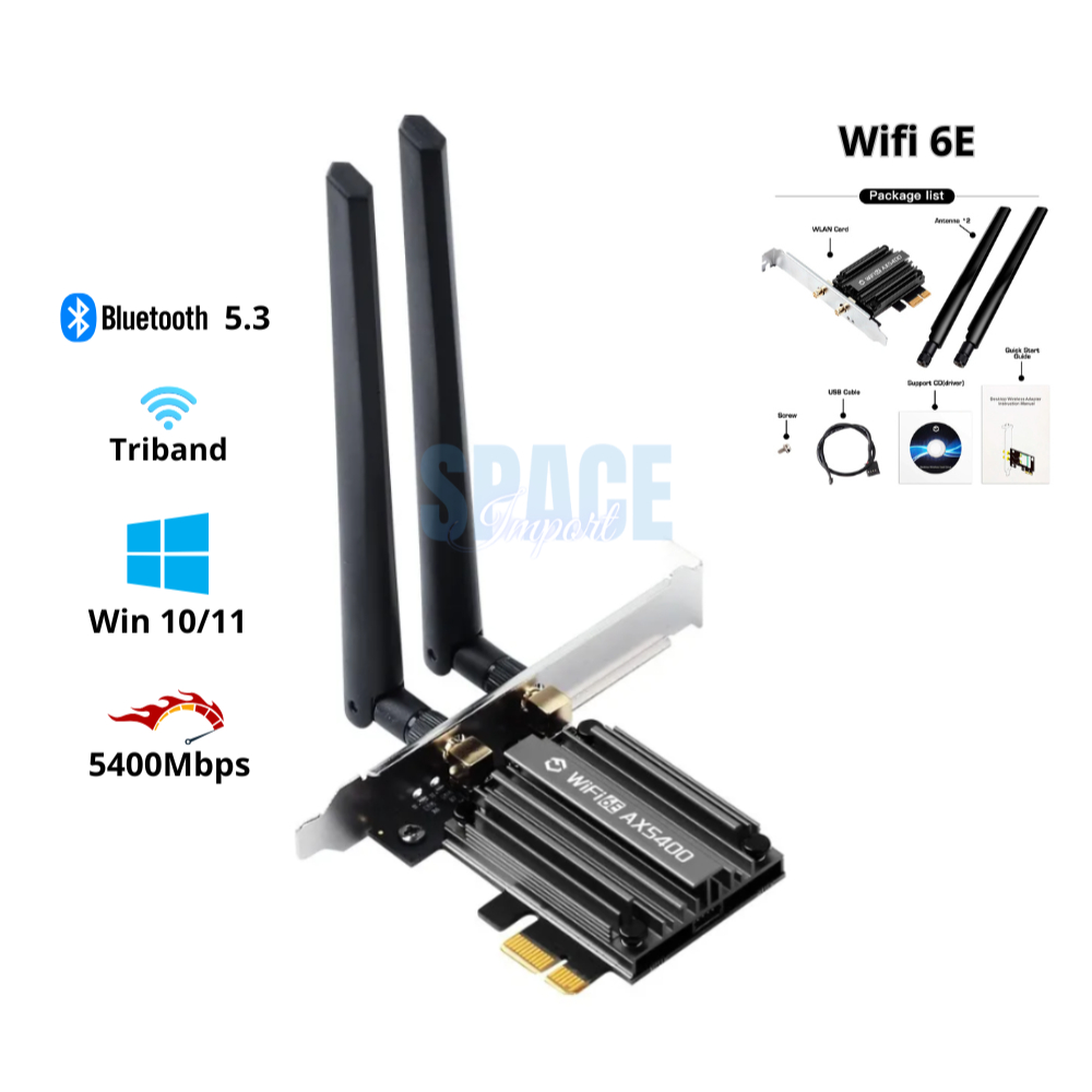 Wi-fi6E AX5400 Fenvi mt7922 5374mbps wifi be bt 5.2 tri banda 2.4g/5g/6ghz pcie 802.11ax placa de rede para pc win 10/11