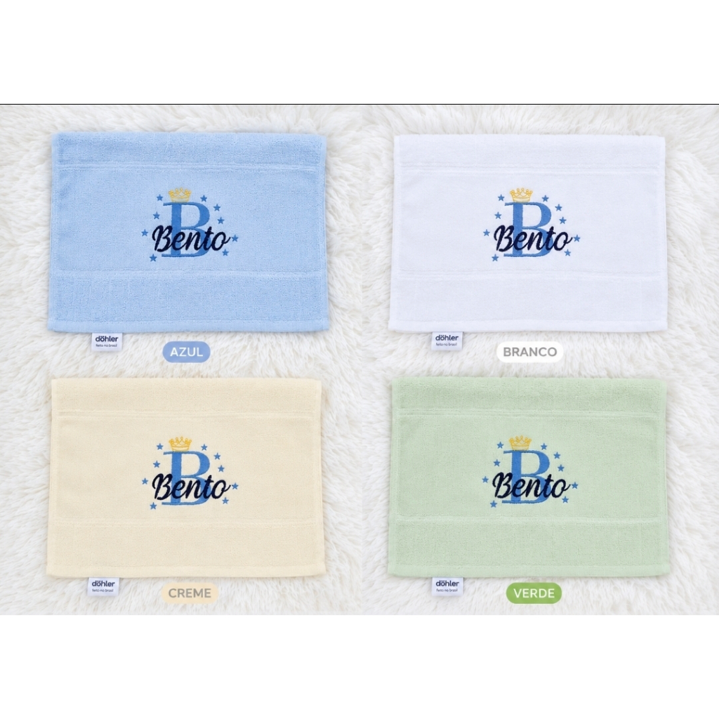 Kit 2 Toalhinhas de Boca Personalizadas Menino com detalhes Dohler com Nome Bordado Enxoval de Bebê