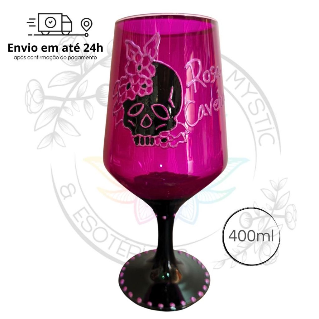 Taça Rosa Caveira Roxo e Preto Pomba Gira 400ml – Umbanda Candomblé Orixás